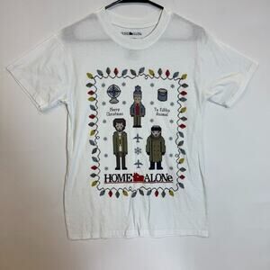 Home Alone Men's T-Shirt S White 8-Bit‎ Christmas Graphic Ya Filthy Animal